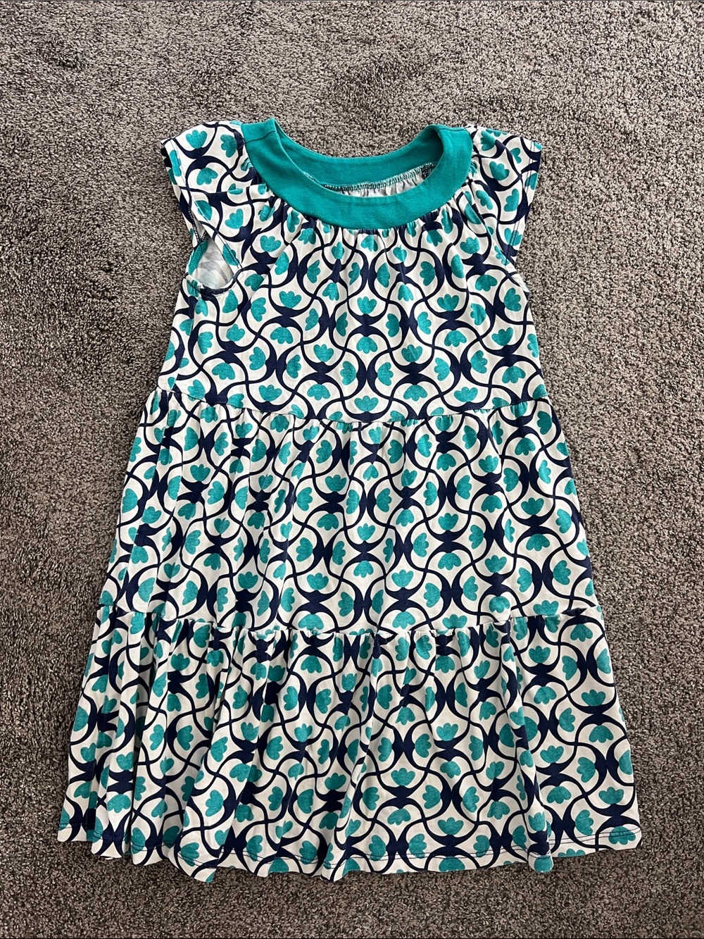 Tea Collection Teal and Navy Floral Jersey Dress